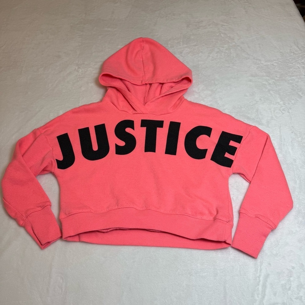 Justice Coral Cropped Fleece Hoodie